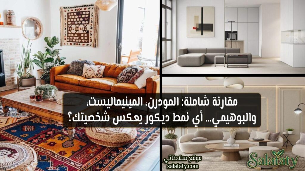 مقارنة شاملة: المودرن، المينيماليست، والبوهيمي… أي نمط ديكور يعكس شخصيتك؟